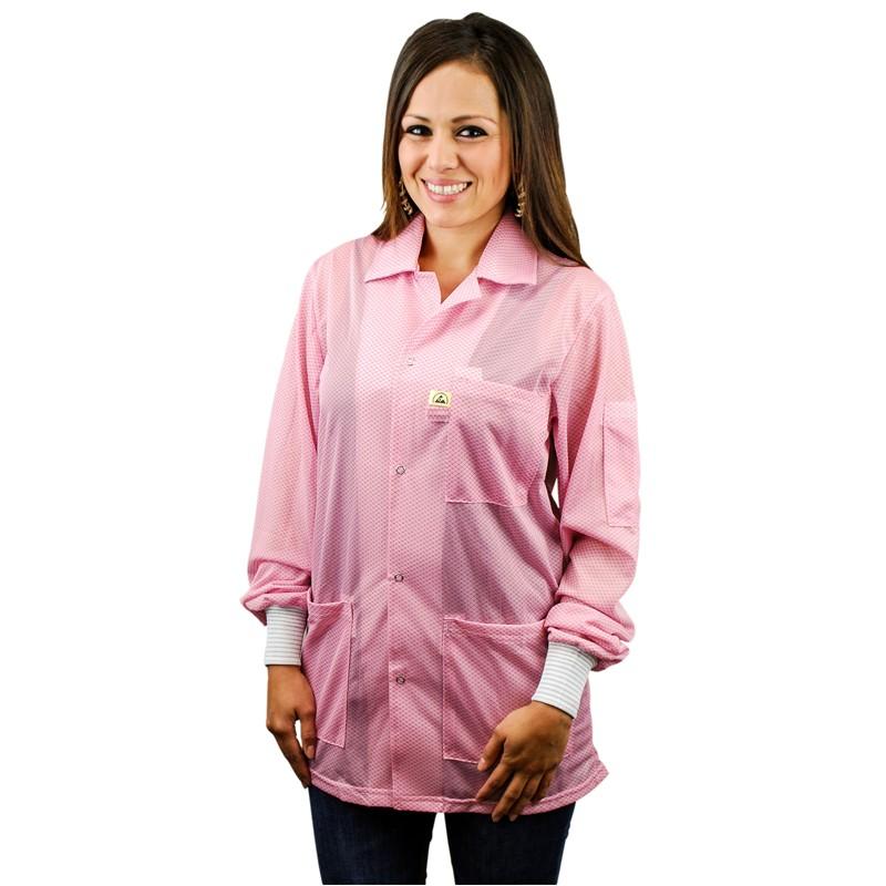 Desco 74204 Esd - Safe Statshield Pink Jacket With Knitted Cuffs, Extra Large - KEM - TRON INC.