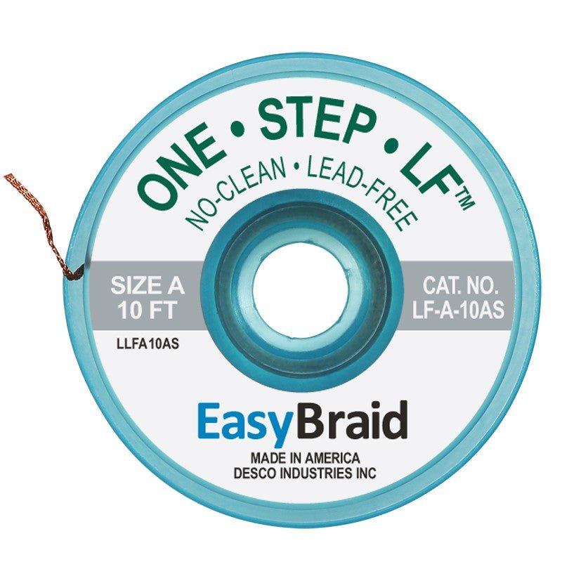 Easy Braid LF - A - 10AS One - Step Lead - Free No Clean Braid .025", Anti - static, 10' Spool - KEM - TRON INC.