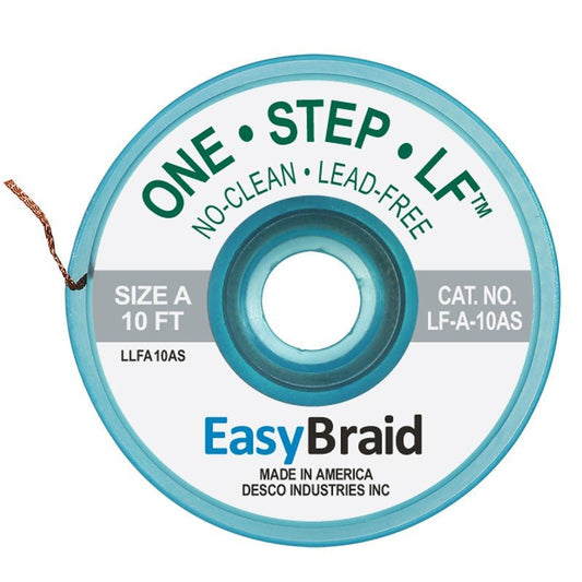 Easy Braid LF - A - 10AS One - Step Lead - Free No Clean Braid .025", Anti - static, 10' Spool - KEM - TRON INC.