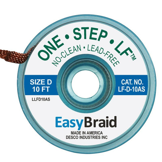 Easy Braid LF - D - 10AS One - Step Lead - Free No Clean Braid .100", Anti - static, 10' Spool - KEM - TRON INC.