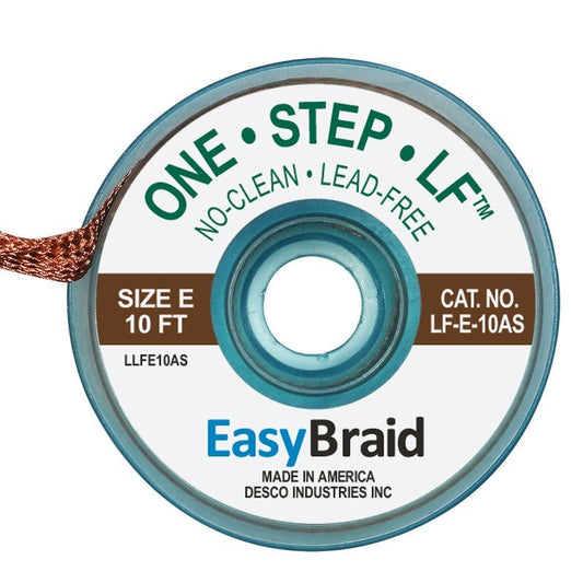 Easy Braid LF - E - 10AS One - Step Lead - Free No Clean Braid .125", Anti - static, 10' Spool - KEM - TRON INC.