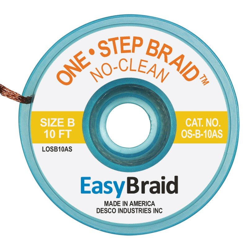 Easy Braid OS - B - 10AS One - Step No Clean Braid .050", Anti - static, 10' Spool - KEM - TRON INC.