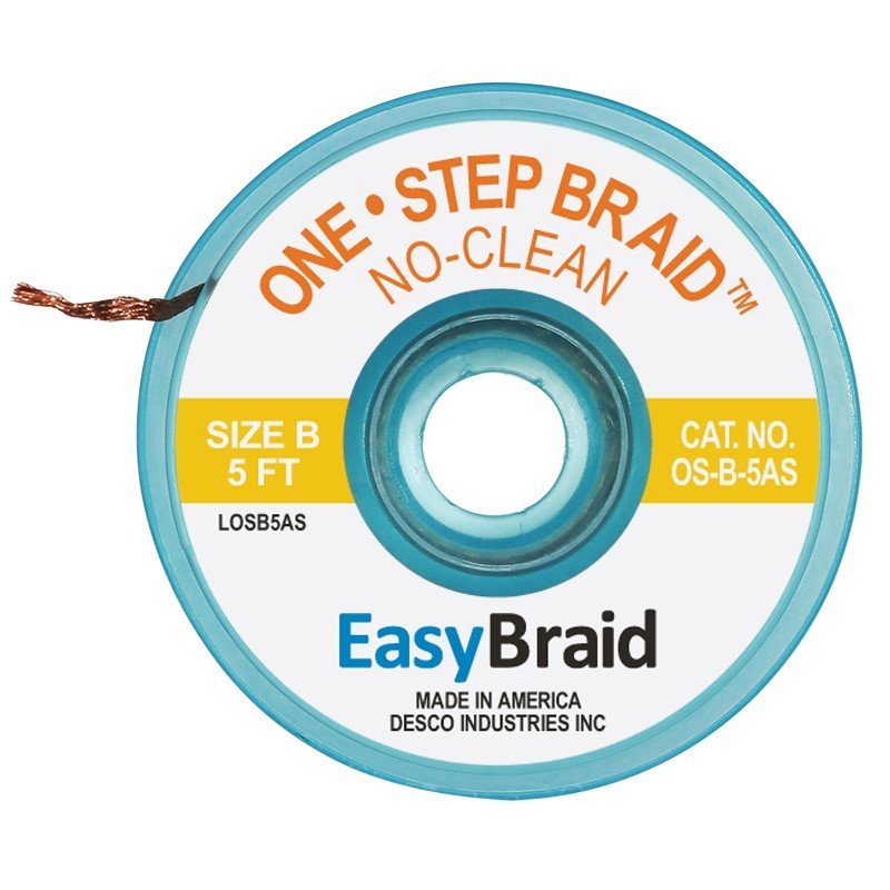Easy Braid OS - B - 5AS One - Step No Clean Braid .050", Anti - static, 5' Spool - KEM - TRON INC.