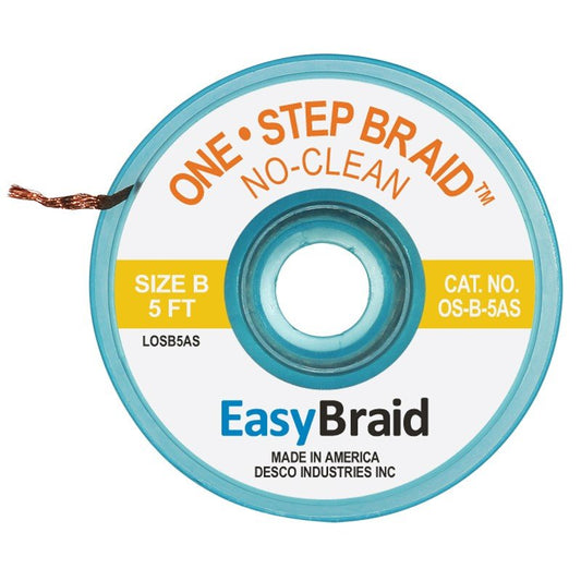 Easy Braid OS - B - 5AS One - Step No Clean Braid .050", Anti - static, 5' Spool - KEM - TRON INC.