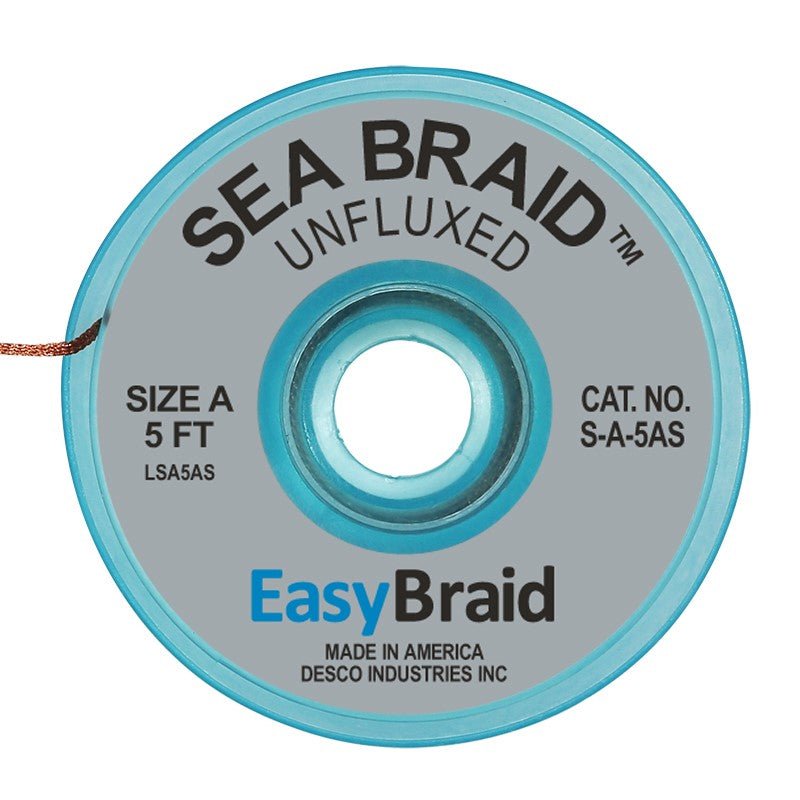 Easy Braid S - A - 5AS Sea Braid .025", Anti - static, Unfluxed, 5' Spool - KEM - TRON INC.