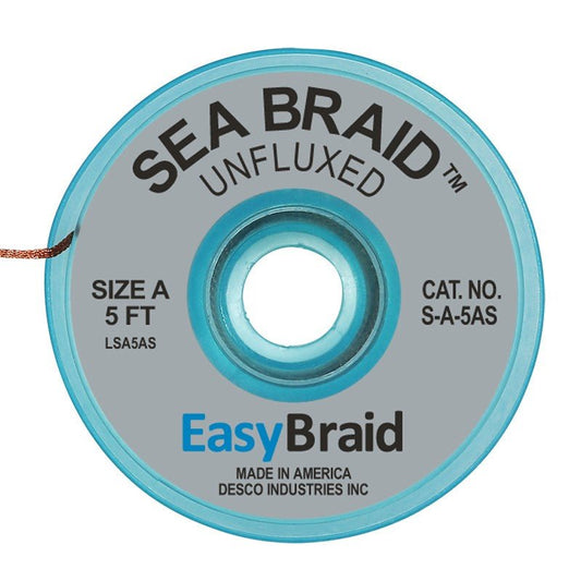 Easy Braid S - A - 5AS Sea Braid .025", Anti - static, Unfluxed, 5' Spool - KEM - TRON INC.