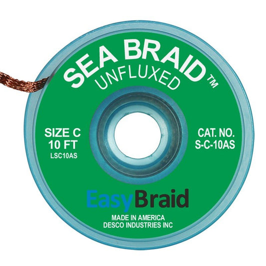 Easy Braid S - C - 10AS Sea Braid .075", Anti - static, Unfluxed, 10' Spool - KEM - TRON INC.