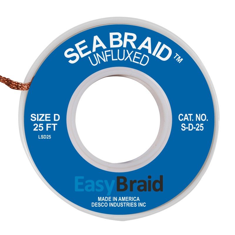 Easy Braid S - D - 25 Sea Braid .100", Unfluxed, 25' Spool - KEM - TRON INC.