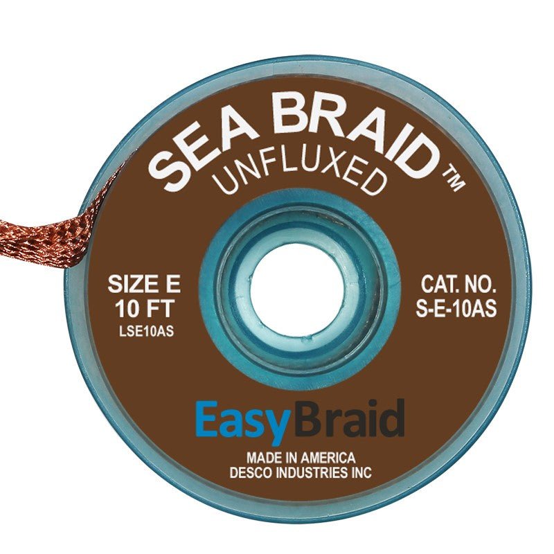 Easy Braid S - E - 10AS Sea Braid .125", Anti - static, Unfluxed, 10' Spool - KEM - TRON INC.