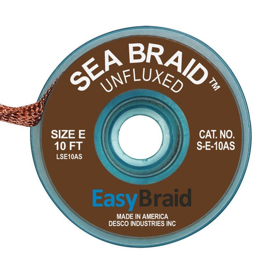 Easy Braid S - E - 10AS Sea Braid .125", Anti - static, Unfluxed, 10' Spool - KEM - TRON INC.