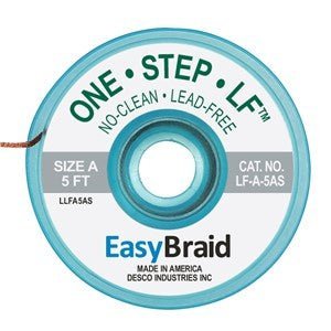 Easybraid LF - A - 5AS, Desoldering Braid, No - Clean, Lead Free, 0.025"x5ft, Size A, Gray Label, 1 Piece - KEM - TRON INC.