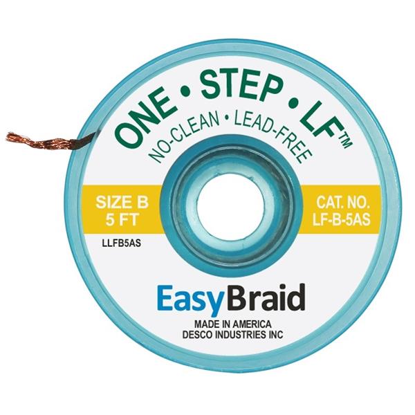 EasyBraid LF - B - 5AS Yellow, Lead - Free Desoldering Braid .050in x 5ft 25/Pack - KEM - TRON INC.