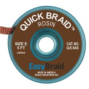 EasyBraid Q - E - 5AS, Quick Braid Desoldering Braid .125" x 5', 25/Pack - KEM - TRON INC.