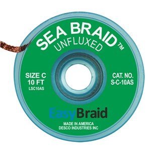 Easybraid S - C - 10AS, Sea Braid Desoldering Braid, .075" x 10', 25 per Pack - KEM - TRON INC.