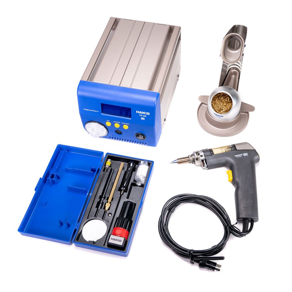 Hakko FR400 - 53 FR - 400 Ultra Heavy - Duty (UHD) Desoldering Station with IMPROVED handpiece - KEM - TRON INC.