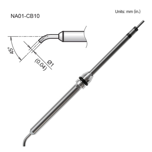 Hakko NA01 - CB10 1.0mm Bent Nozzle - KEM - TRON INC.