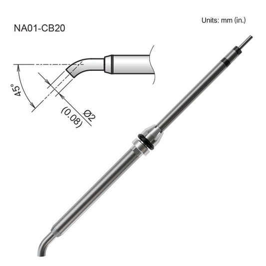 Hakko NA01 - CB20 2.0mm Bent Nozzle - KEM - TRON INC.