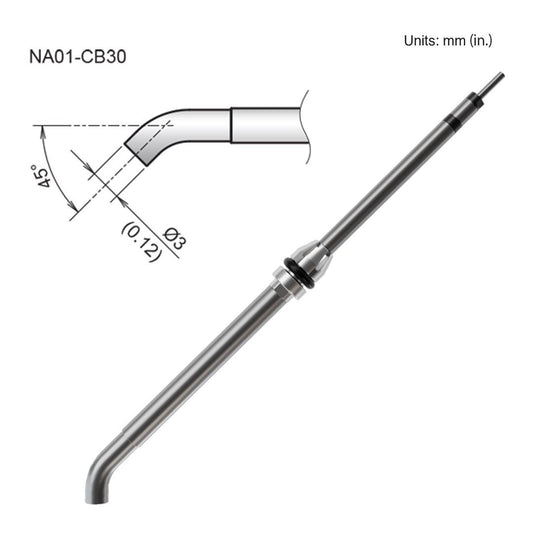 Hakko NA01 - CB30 3.0mm Bent Nozzle - KEM - TRON INC.