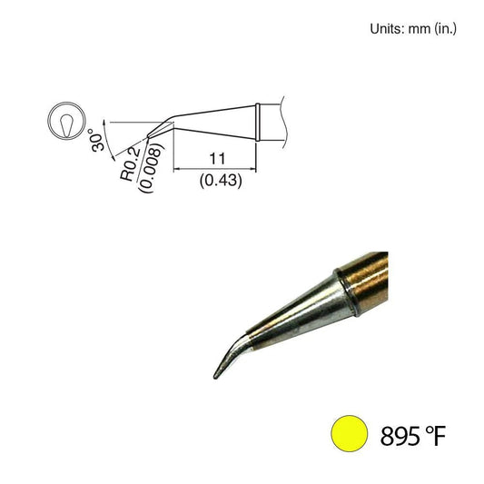 Hakko T31 - 00J02 Angled Tip, 895°F / 480°C - KEM - TRON INC.