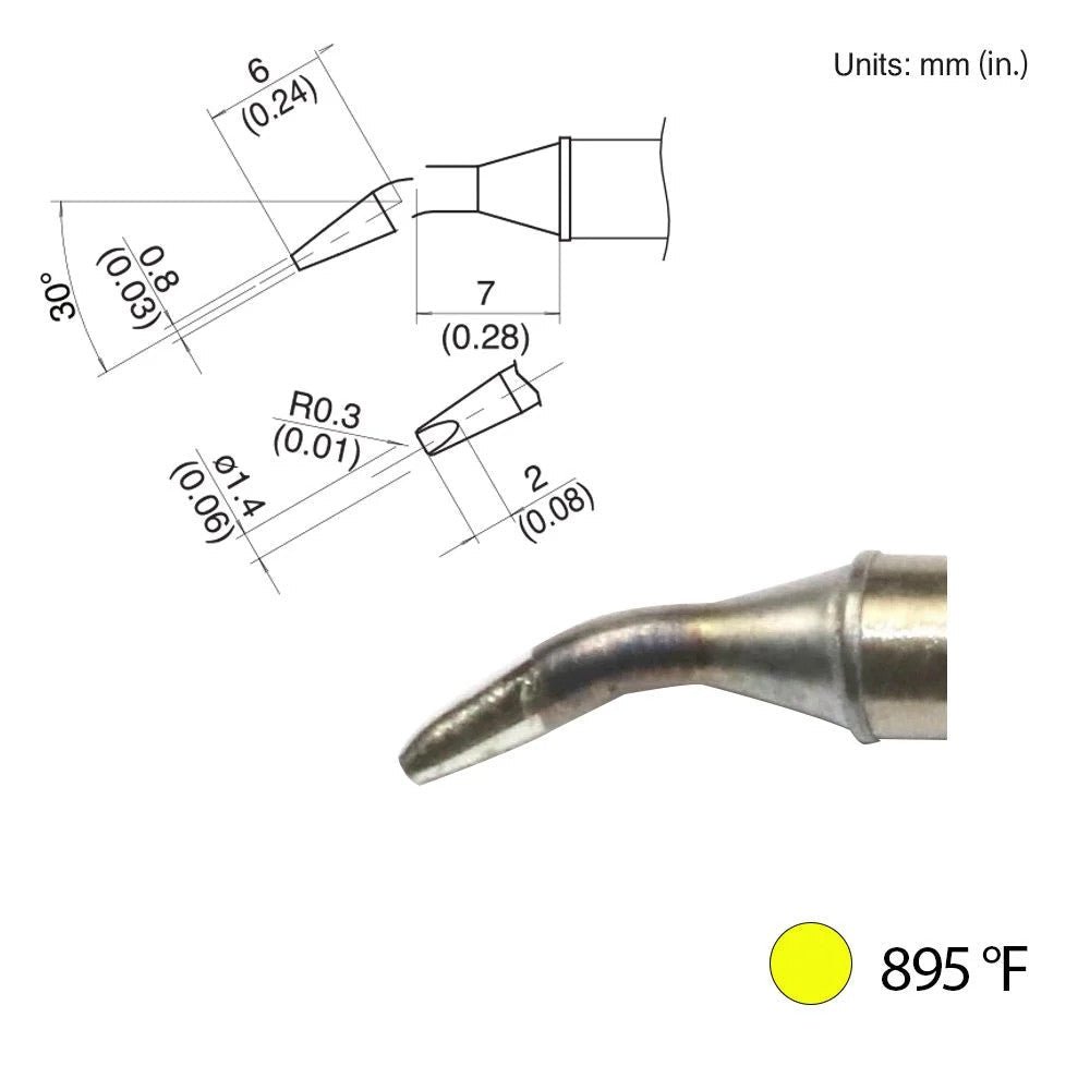 Hakko T31 - 00JD14 Bent Chisel Tip, 895°F / 480°C - KEM - TRON INC.