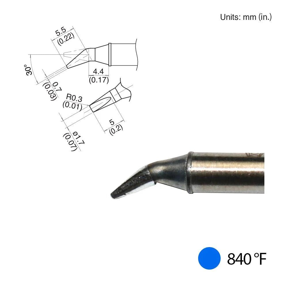 Hakko T31 - 01JD17 Bent Chisel Tip, 840°F / 450°C - KEM - TRON INC.