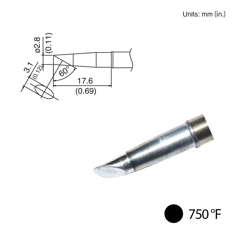 Hakko T31 - 02BC28 Bevel Tip, 750°F / 400°C - KEM - TRON INC.