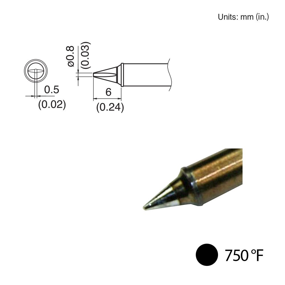 Hakko T31 - 02WD08 Chisel Tip, 750°F / 400°C - KEM - TRON INC.