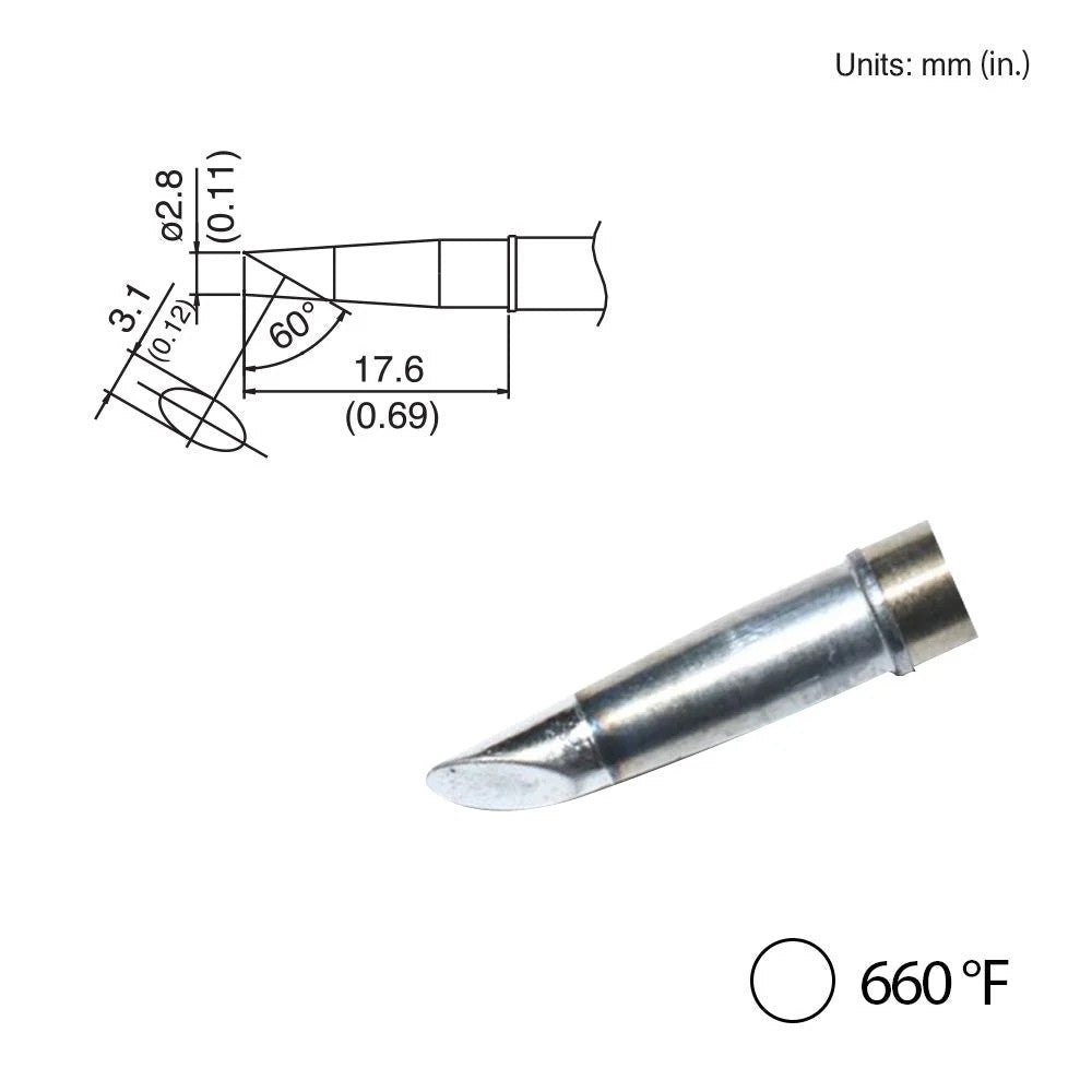 Hakko T31 - 03BC28 Bevel Tip, 660°F / 350°C - KEM - TRON INC.
