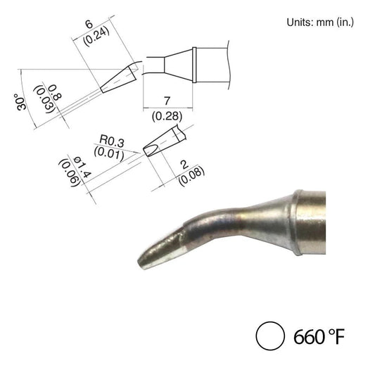 Hakko T31 - 03JD14 Bent Chisel Tip, 660°F / 350°C - KEM - TRON INC.