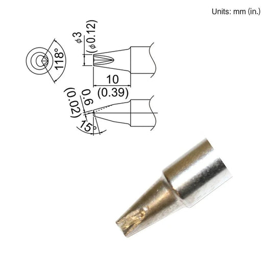 Hakko T33 - SS1610 Slim Bevel V - Groove Tip - KEM - TRON INC.