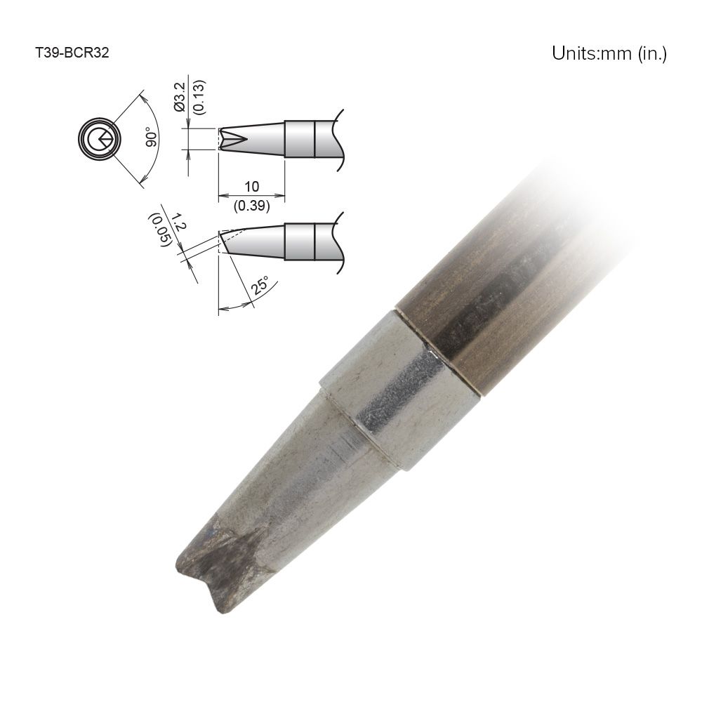 Hakko T39 - BCR32 Bevel V - Groove Tip - KEM - TRON INC.