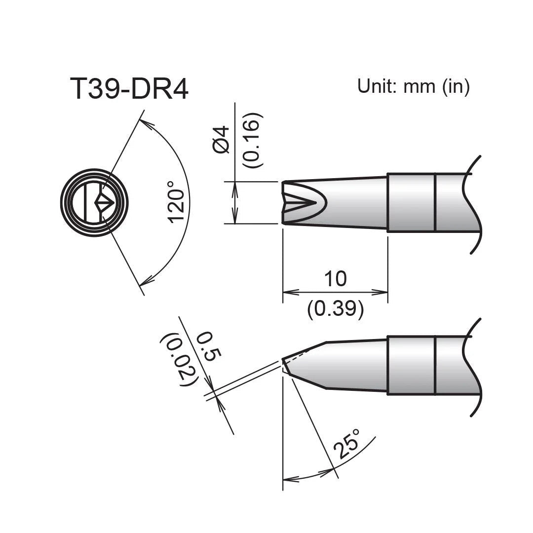 Hakko T39 - DR4 Chisel V - Groove Tip - KEM - TRON INC.