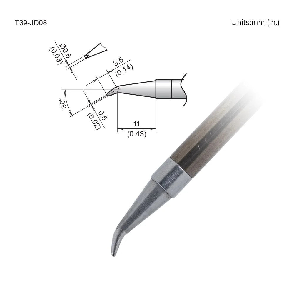 Hakko T39 - JD08 Bent Chisel Tip - KEM - TRON INC.