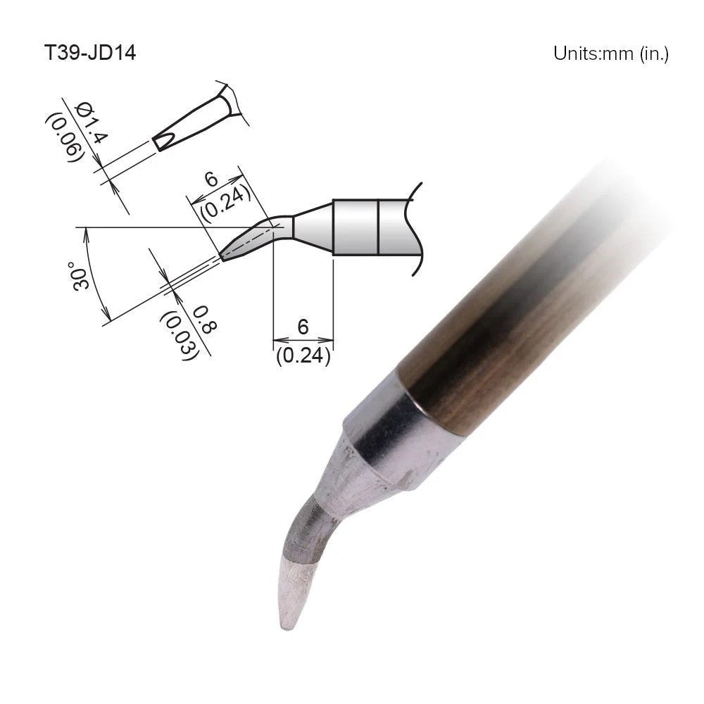 Hakko T39 - JD14 Bent Chisel Tip - KEM - TRON INC.
