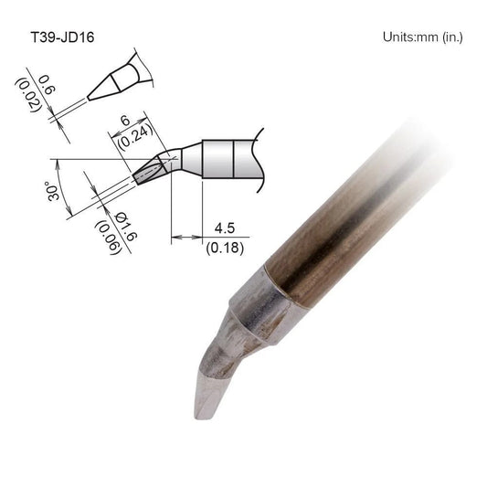 Hakko T39 - JD16 Bent Chisel Tip - KEM - TRON INC.