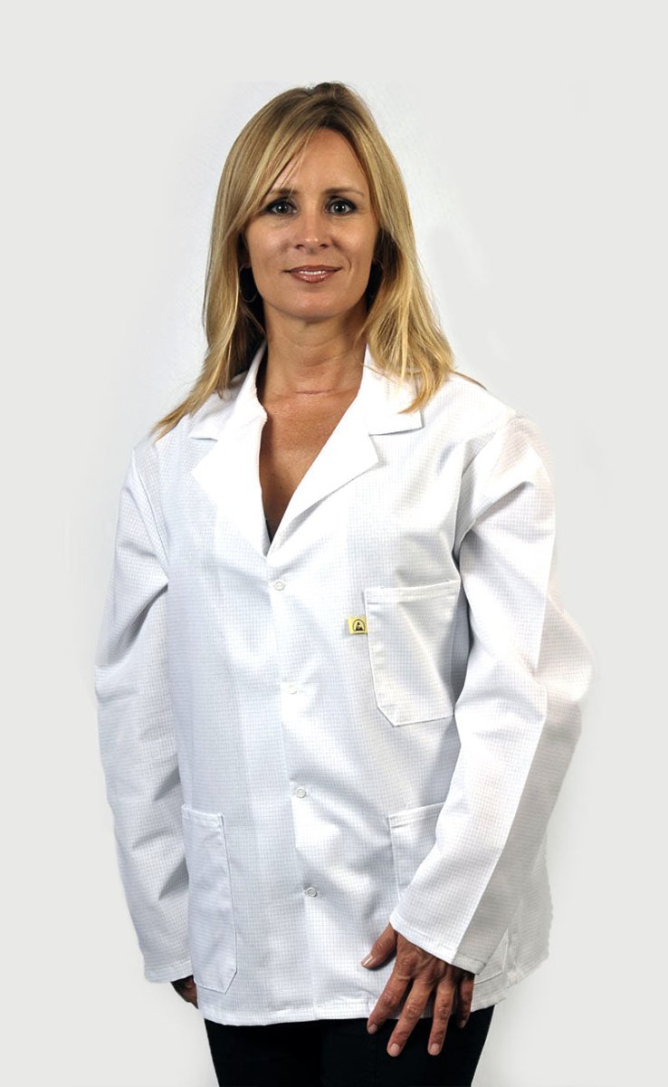 Tech Wear 361ACQ - S Smock - Nylostat Fabric - Jacket - 3 Pocket Color = White, Small - KEM - TRON INC.