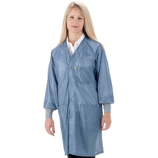 Tech Wear HOC - 23 - L Smock - Hallmark Style OFX - 100 - Lab Coat - 3 Pocket Color = Blue, Large - KEM - TRON INC.