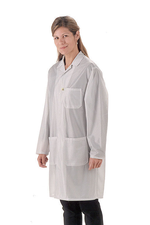 Tech Wear LOC - 13KEY - L Smock - Traditional OFX - 100 - Lab Coat - 3 Pocket Color = White, Large, With Key - KEM - TRON INC.