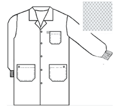 Tech Wear LOC - 53C - L Smock - Traditional OFX - 100 - Lab Coat - 3 Pocket Color = Gray, Large, Knitted Cuffs - KEM - TRON INC.