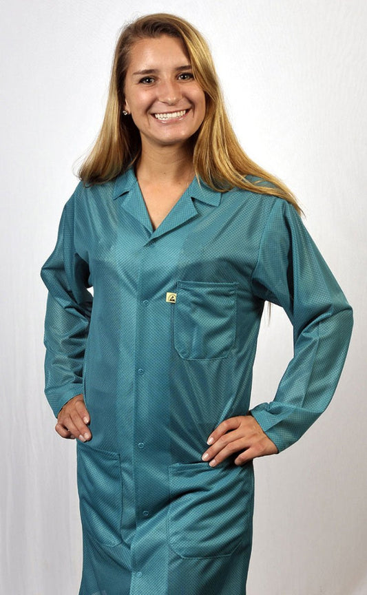 Tech Wear LOC - 83KEY - M Smock - Traditional OFX - 100 - Lab Coat - 3 Pocket Color = Teal, Medium, With Key - KEM - TRON INC.