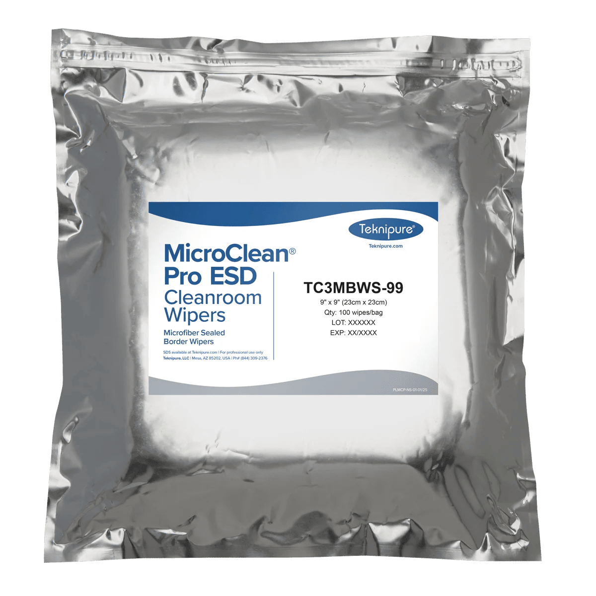 Teknipure MicroClean Pro TC3MBWS - 99, Mixed Weave Microfiber Sealed Wiper, 9 in x 9 in, Case of 1500 - KEM - TRON INC.
