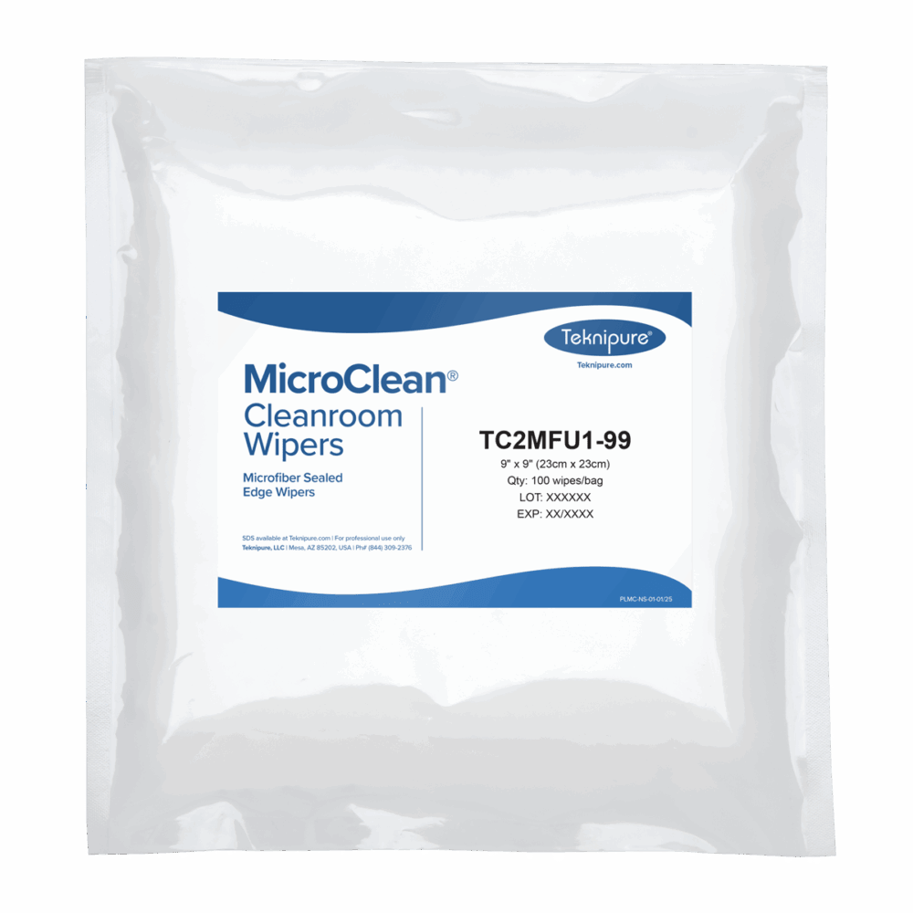 Teknipure MicroClean Pro TC3MFB1 - 99, Polyester - Nylon Microfiber Sealed Border Wiper 9" X 9", Case of 2000 - KEM - TRON INC.