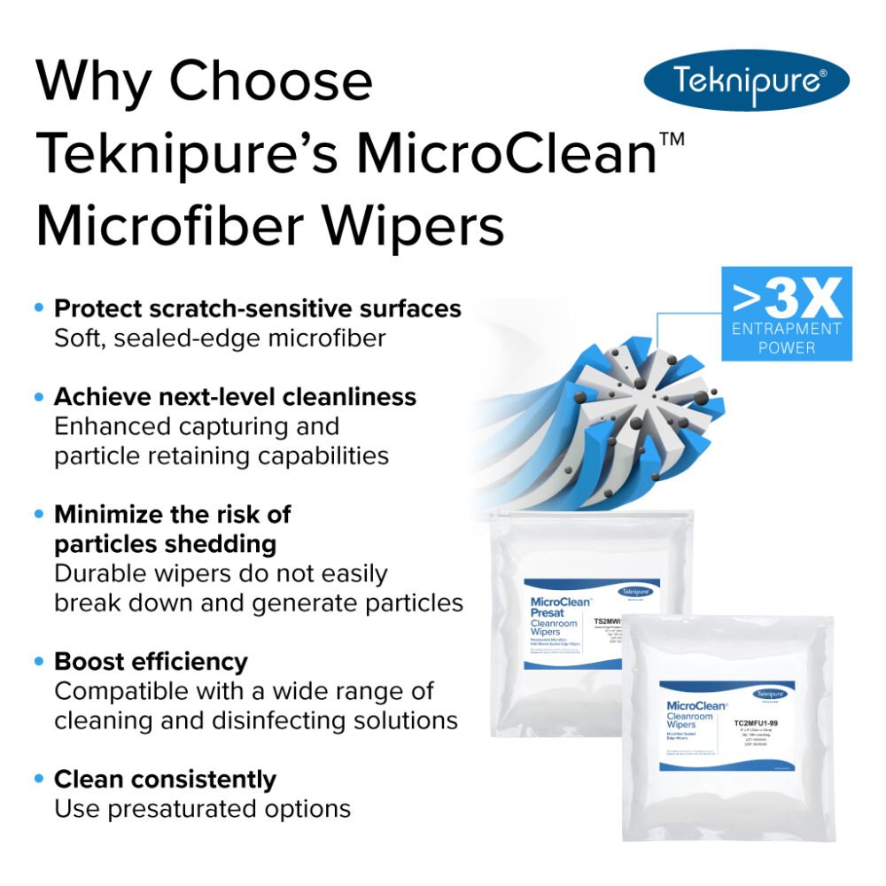 Teknipure MicroClean TC2MFUW - 99, Mixed Weave Microfiber Wiper 9"x 9", Case of 2000 - KEM - TRON INC.