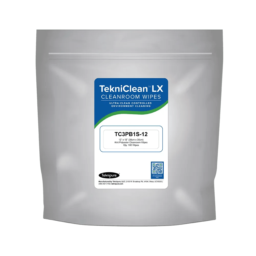 Teknipure TC3PB1S - 12, Polyester Knit Wiper, ESD Packed, 12 in x 12 in, Case of 1000 - KEM - TRON INC.