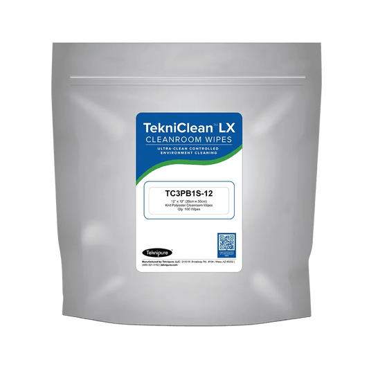 Teknipure TC3PB1S - 12, Polyester Knit Wiper, ESD Packed, 12 in x 12 in, Case of 1000 - KEM - TRON INC.