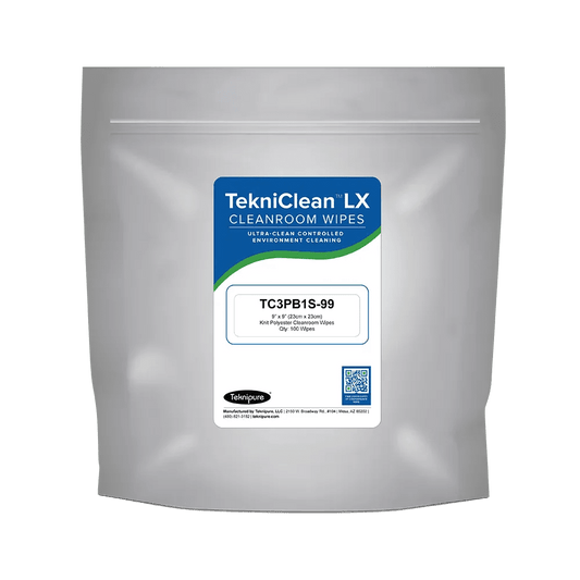 Teknipure TC3PB1S - 99, Polyester Knit Wiper, ESD Packed, 9 in x 9 in, Case of 1000 - KEM - TRON INC.