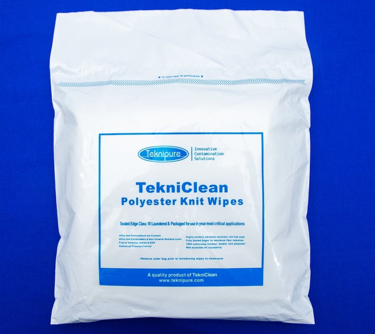 Teknipure TekniClean TC1PS2 - 99, Polyester Knit Wiper, 9 in x 9 in, Case of 1200 - KEM - TRON INC.