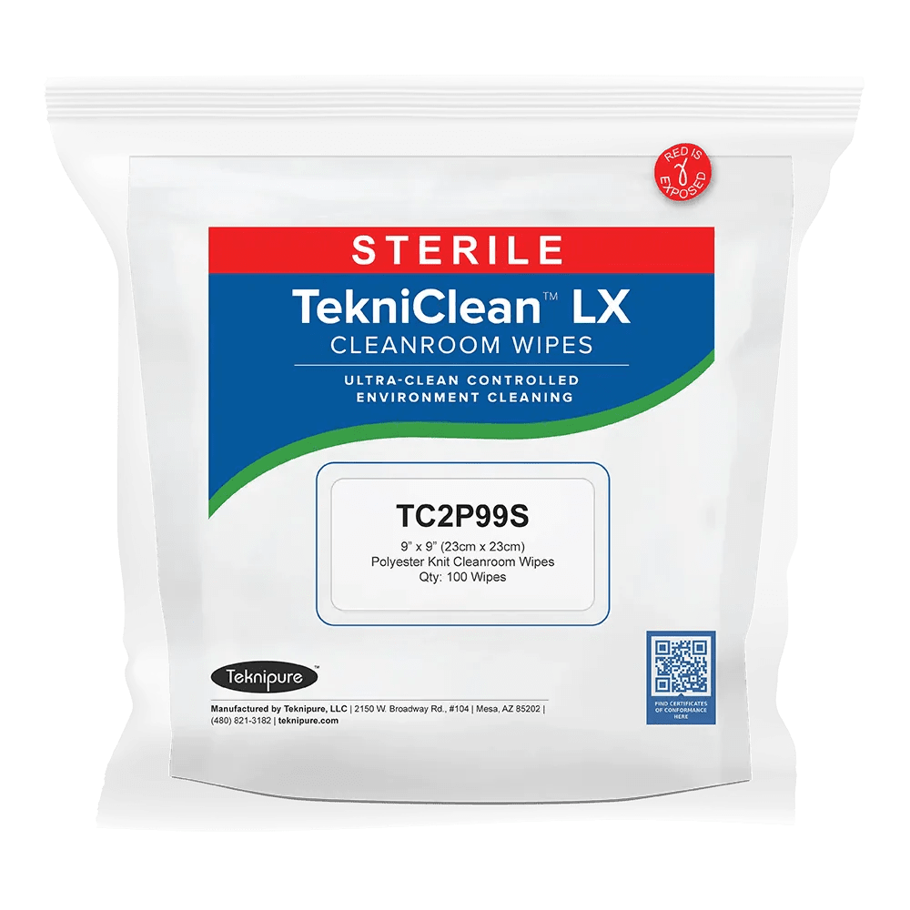 Teknipure TekniClean TC2P12S, Sterile Polyester Knit Wiper 12" X 12", Case of 500 - KEM - TRON INC.