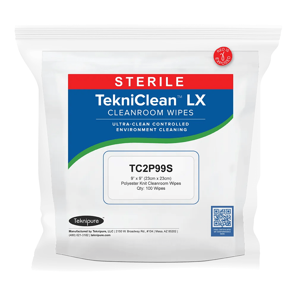 Teknipure TekniClean TC2P99S, Sterile Polyester Knit Wiper 9" X 9", Case of 500 - KEM - TRON INC.