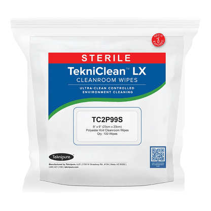 Teknipure TekniClean TC2P99S, Sterile Polyester Knit Wiper 9" X 9", Case of 500 - KEM - TRON INC.